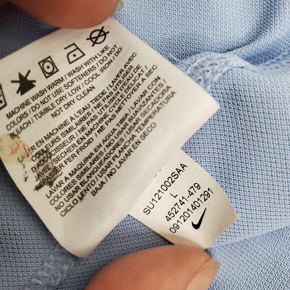 Nike Golf Tour Performance Mens L Large Dri-Fit Shirt Polo Blue White Geometric - Picture 11 of 11